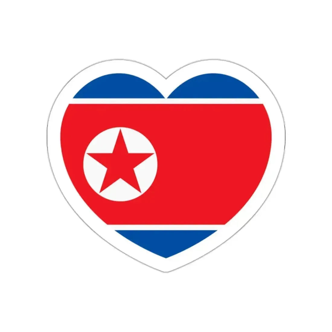 Heart Flag of North Korea - STICKER Vinyl Die-Cut Decal White Die-Cut 2 Inch - The Sticker Space
