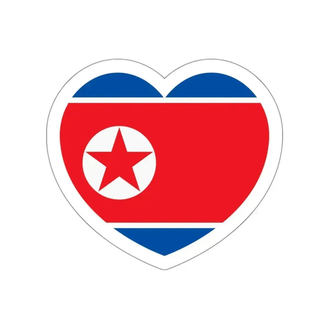Heart Flag of North Korea - STICKER Vinyl Die-Cut Decal White Die-Cut 3 Inch - The Sticker Space