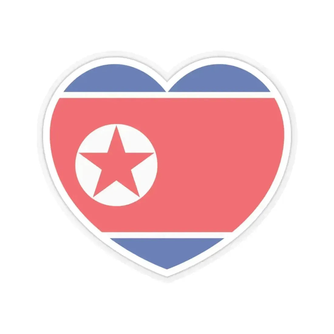 Heart Flag of North Korea - STICKER Vinyl Kiss-Cut Decal 3 Inch Transparent - The Sticker Space