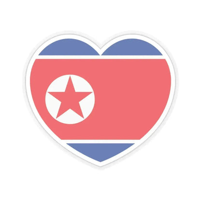 Heart Flag of North Korea - STICKER Vinyl Kiss-Cut Decal 3 Inch Transparent - The Sticker Space