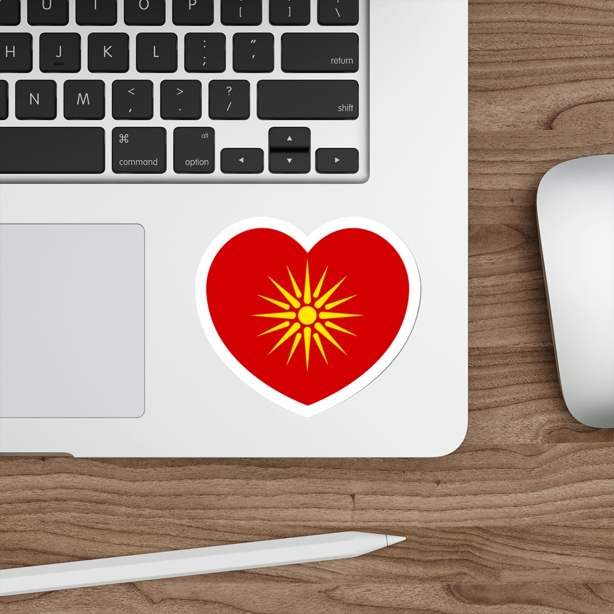 Heart Flag of North Macedonia 1992-1995 - STICKER Vinyl Die-Cut Decal-The Sticker Space