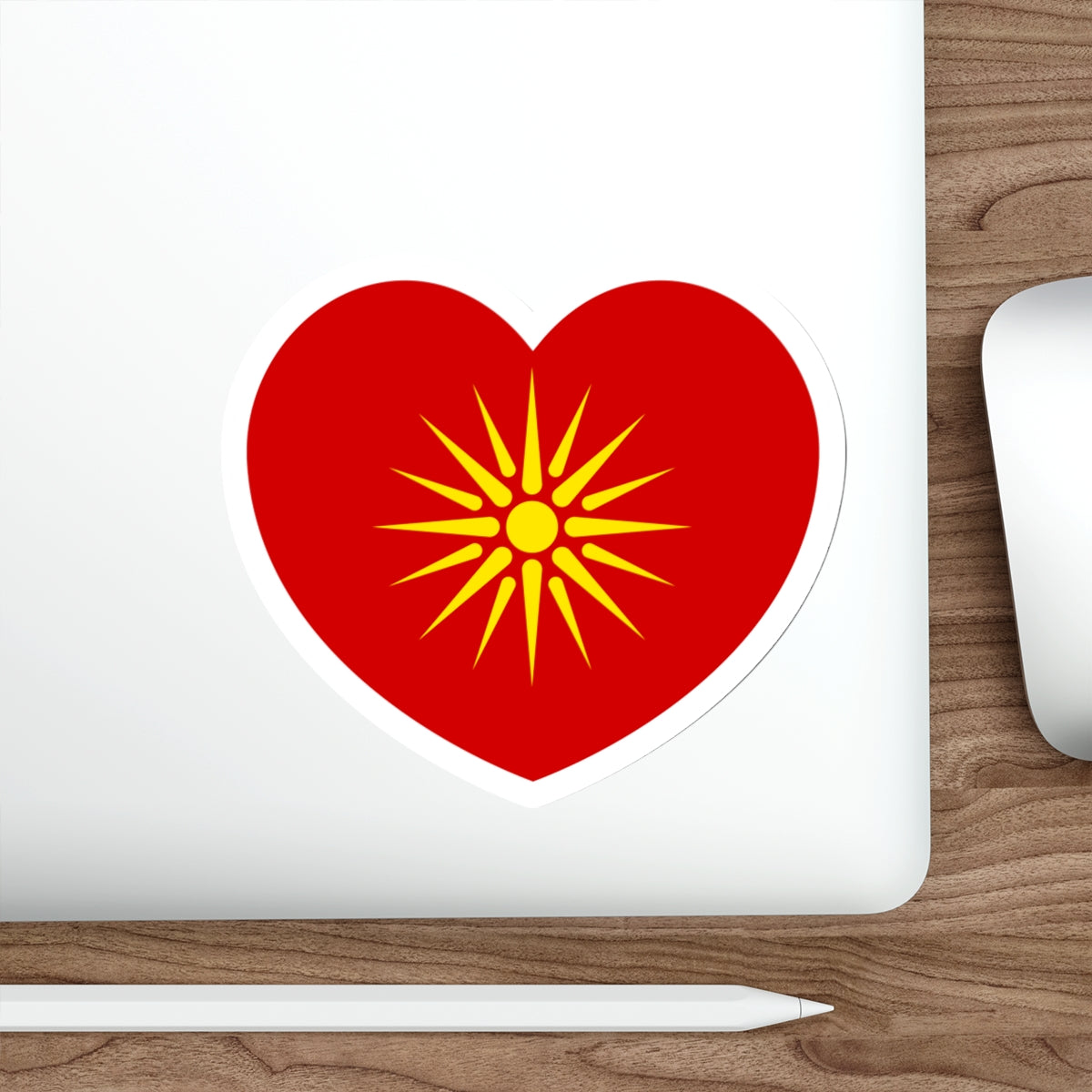 Heart Flag of North Macedonia 1992-1995 - STICKER Vinyl Die-Cut Decal-The Sticker Space