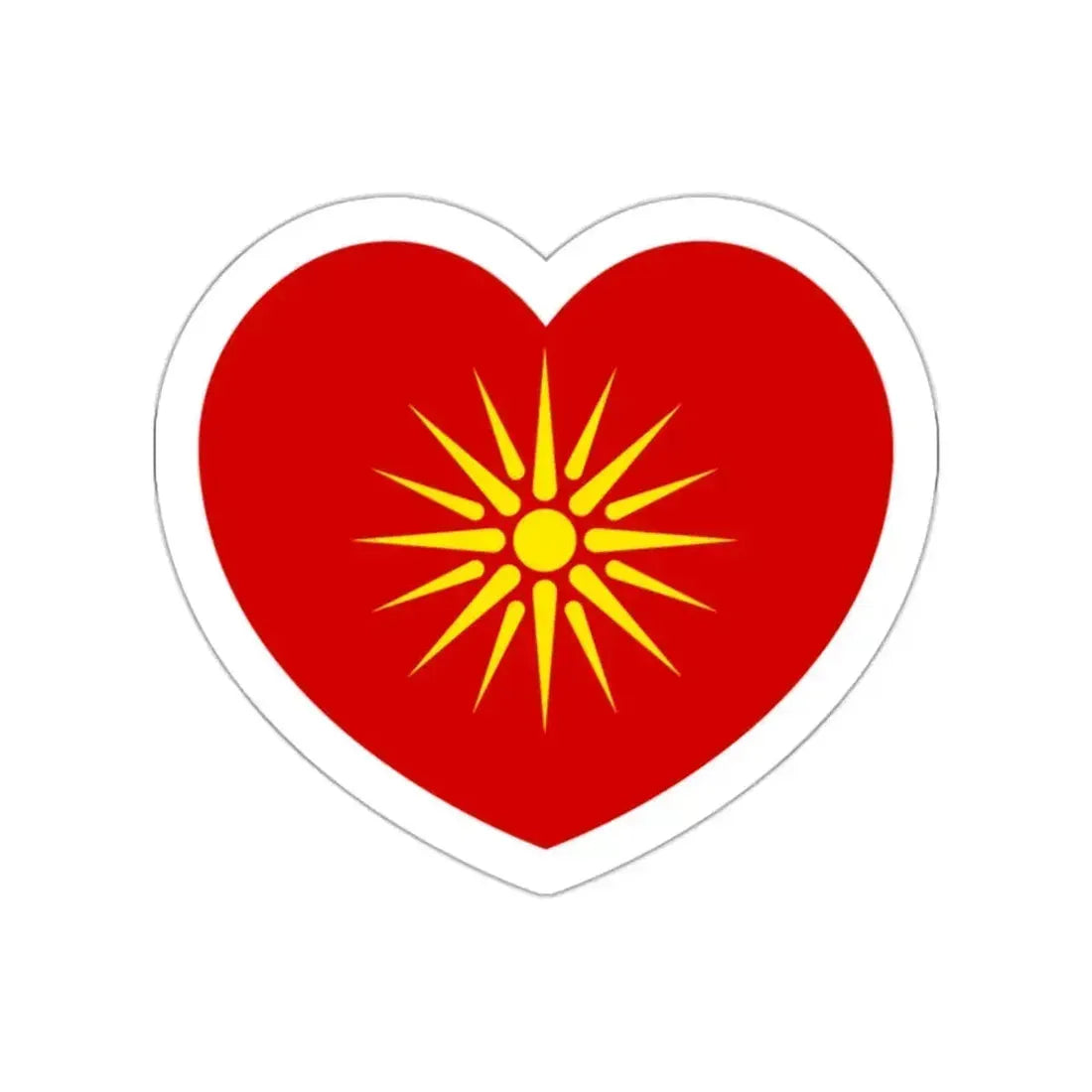 Heart Flag of North Macedonia 1992-1995 - STICKER Vinyl Die-Cut Decal White Die-Cut 2 Inch - The Sticker Space