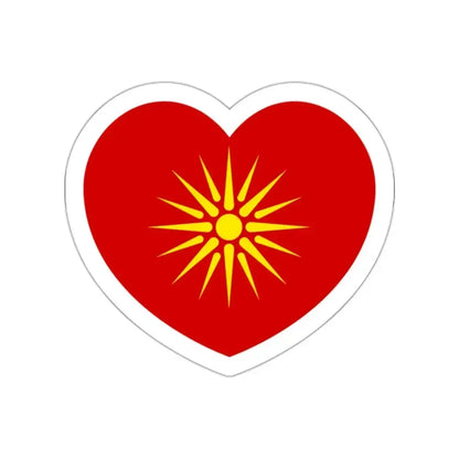 Heart Flag of North Macedonia 1992-1995 - STICKER Vinyl Die-Cut Decal White Die-Cut 2 Inch - The Sticker Space