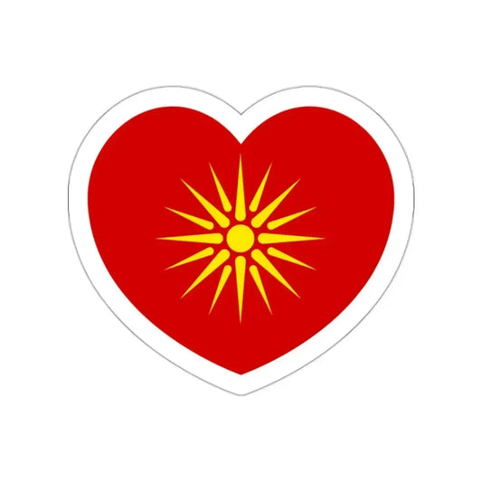 Heart Flag of North Macedonia 1992-1995 - STICKER Vinyl Die-Cut Decal White Die-Cut 2 Inch - The Sticker Space