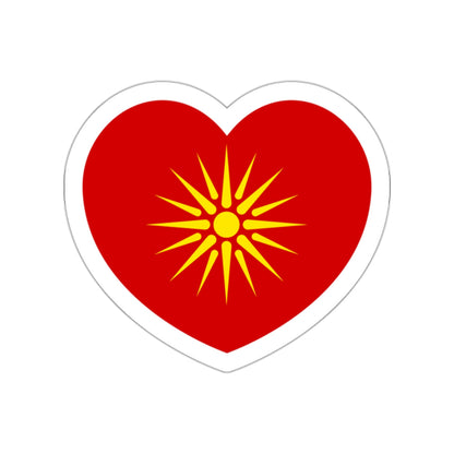 Heart Flag of North Macedonia 1992-1995 - STICKER Vinyl Die-Cut Decal-White-The Sticker Space