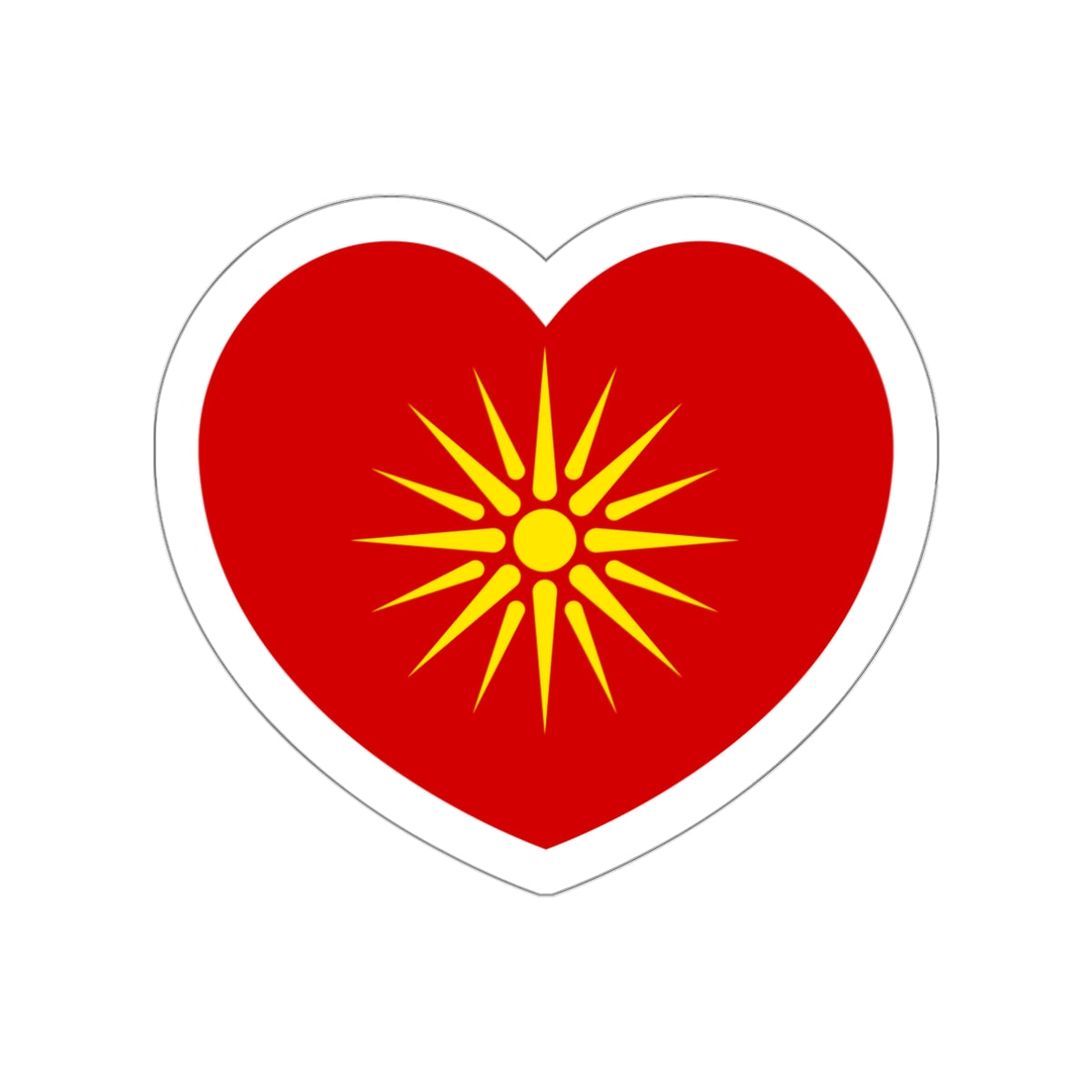 Heart Flag of North Macedonia 1992-1995 - STICKER Vinyl Die-Cut Decal-White-The Sticker Space