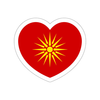 Heart Flag of North Macedonia 1992-1995 - STICKER Vinyl Die-Cut Decal-White-The Sticker Space