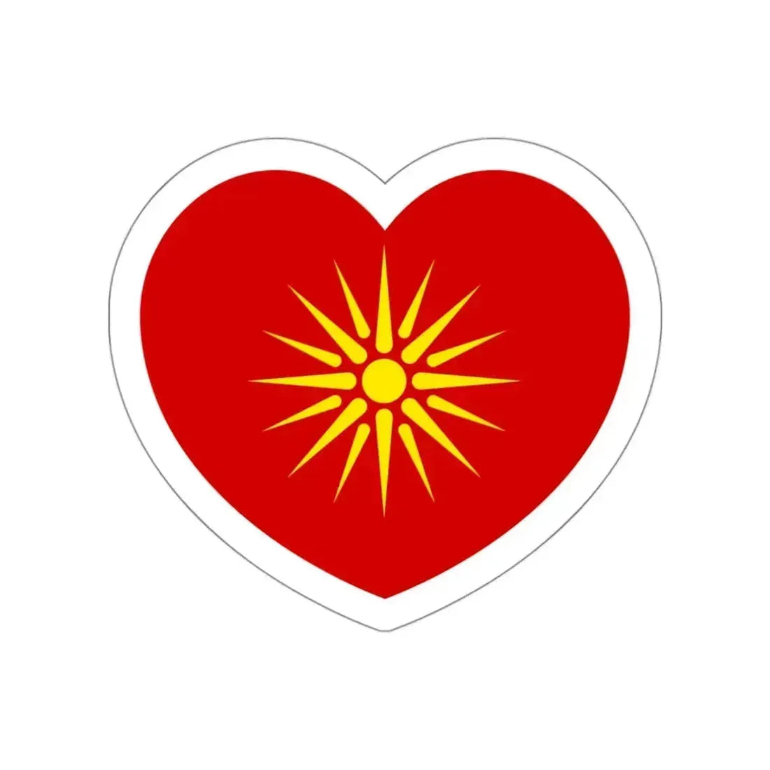Heart Flag of North Macedonia 1992-1995 - STICKER Vinyl Die-Cut Decal White Die-Cut 3 Inch - The Sticker Space