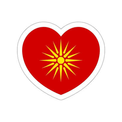 Heart Flag of North Macedonia 1992-1995 - STICKER Vinyl Die-Cut Decal White Die-Cut 3 Inch - The Sticker Space