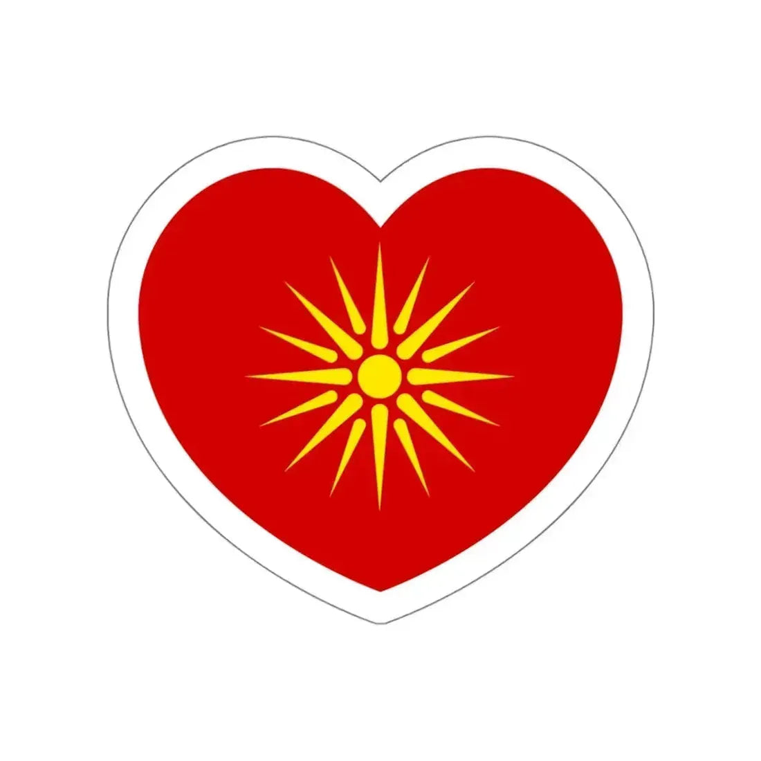 Heart Flag of North Macedonia 1992-1995 - STICKER Vinyl Die-Cut Decal White Die-Cut 6 Inch - The Sticker Space