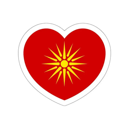 Heart Flag of North Macedonia 1992-1995 - STICKER Vinyl Die-Cut Decal White Die-Cut 6 Inch - The Sticker Space