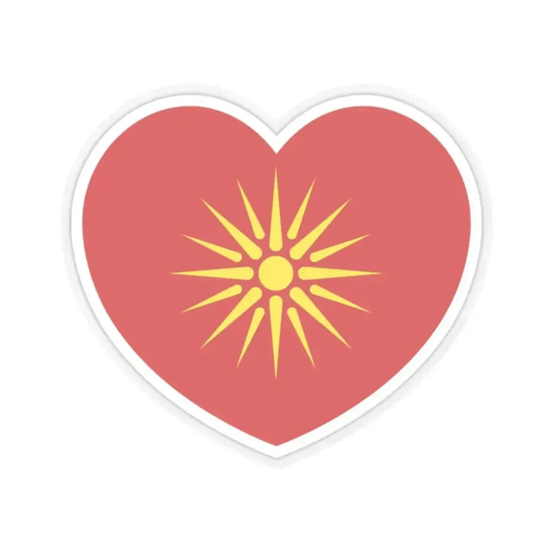 Heart Flag of North Macedonia 1992-1995 - STICKER Vinyl Kiss-Cut Decal 2 Inch Transparent - The Sticker Space