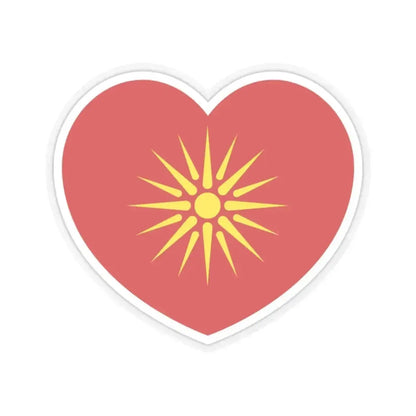 Heart Flag of North Macedonia 1992-1995 - STICKER Vinyl Kiss-Cut Decal 2 Inch Transparent - The Sticker Space