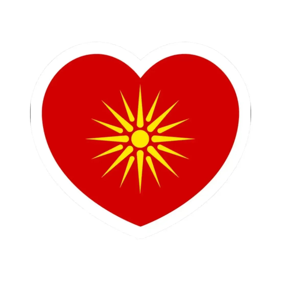 Heart Flag of North Macedonia 1992-1995 - STICKER Vinyl Kiss-Cut Decal 2 Inch White - The Sticker Space