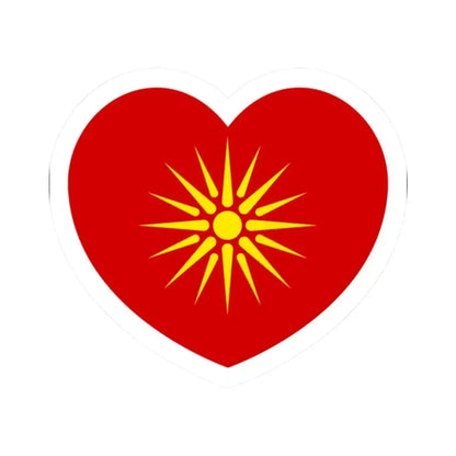 Heart Flag of North Macedonia 1992-1995 - STICKER Vinyl Kiss-Cut Decal 2 Inch White - The Sticker Space
