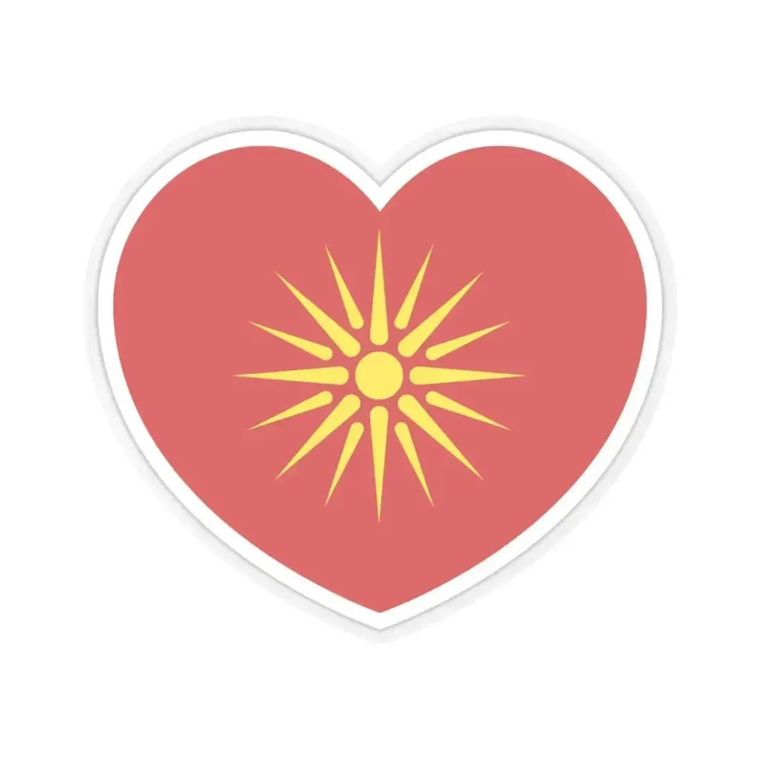 Heart Flag of North Macedonia 1992-1995 - STICKER Vinyl Kiss-Cut Decal 3 Inch Transparent - The Sticker Space