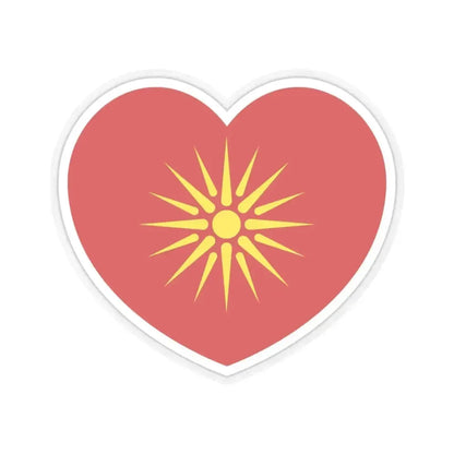 Heart Flag of North Macedonia 1992-1995 - STICKER Vinyl Kiss-Cut Decal 3 Inch Transparent - The Sticker Space