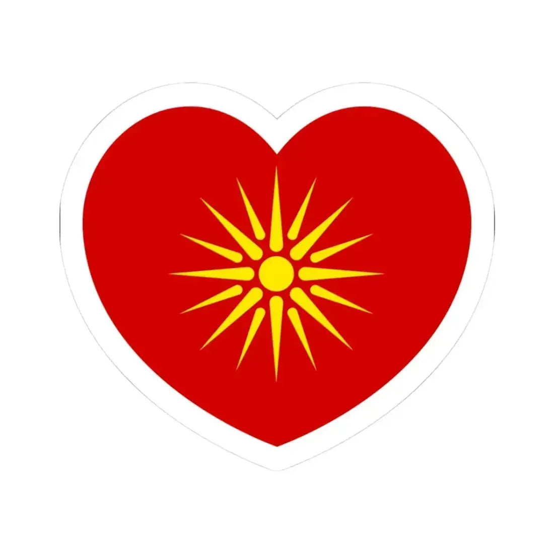 Heart Flag of North Macedonia 1992-1995 - STICKER Vinyl Kiss-Cut Decal 3 Inch White - The Sticker Space