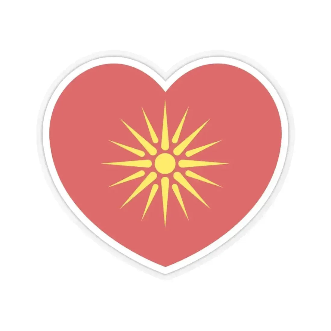 Heart Flag of North Macedonia 1992-1995 - STICKER Vinyl Kiss-Cut Decal 4 Inch Transparent - The Sticker Space