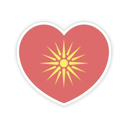 Heart Flag of North Macedonia 1992-1995 - STICKER Vinyl Kiss-Cut Decal 4 Inch Transparent - The Sticker Space