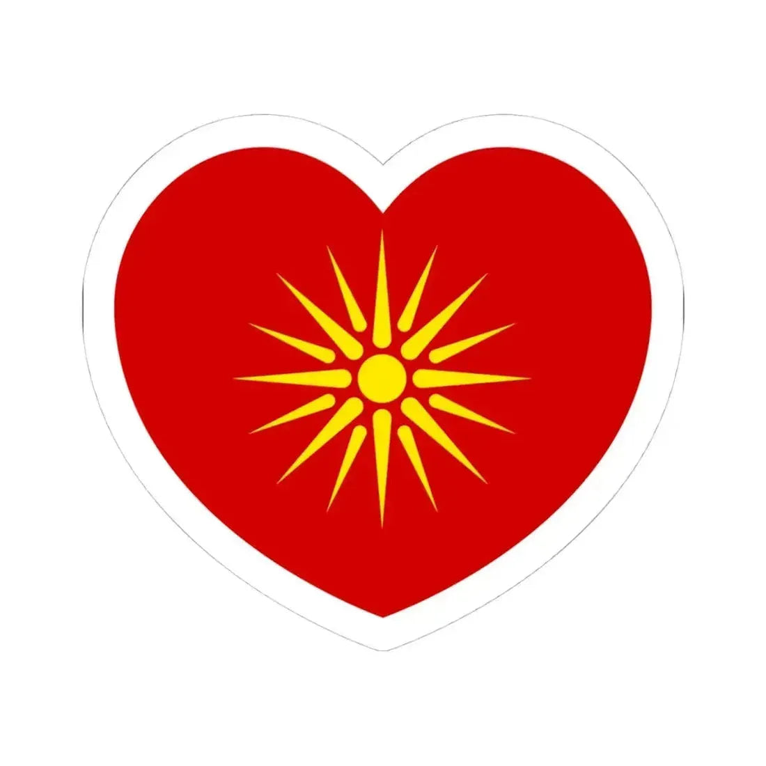 Heart Flag of North Macedonia 1992-1995 - STICKER Vinyl Kiss-Cut Decal 4 Inch White - The Sticker Space