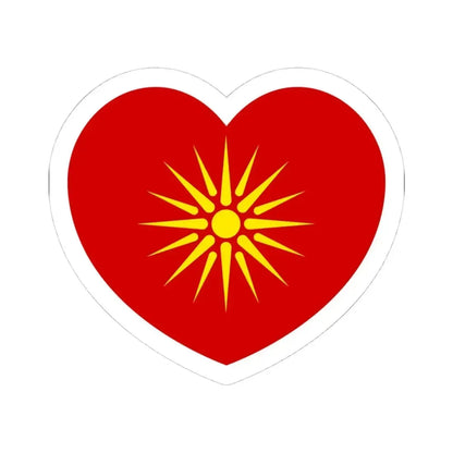 Heart Flag of North Macedonia 1992-1995 - STICKER Vinyl Kiss-Cut Decal 4 Inch White - The Sticker Space