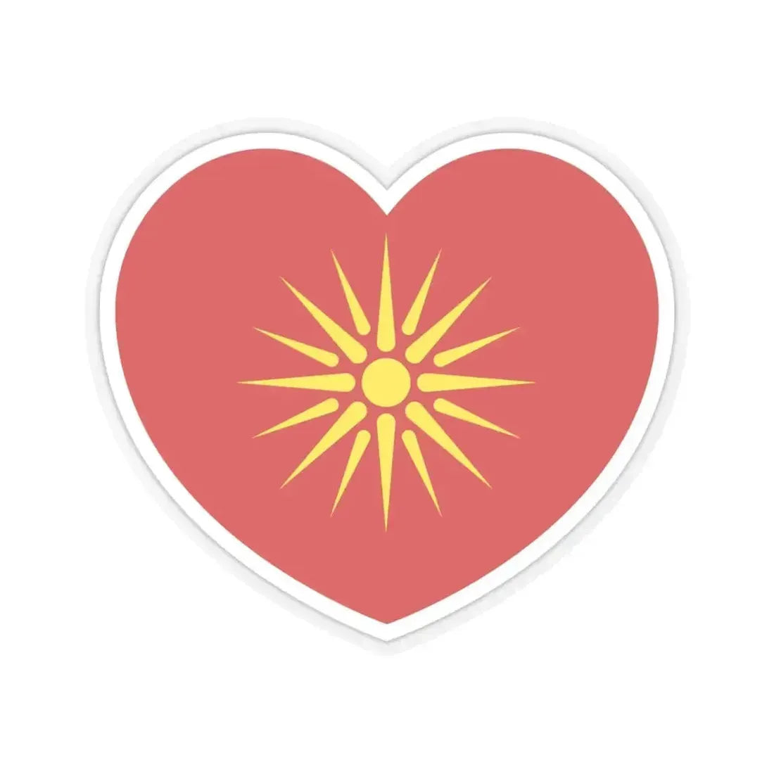 Heart Flag of North Macedonia 1992-1995 - STICKER Vinyl Kiss-Cut Decal 6 Inch Transparent - The Sticker Space