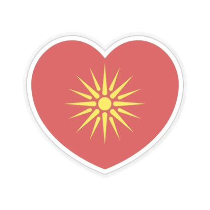 Heart Flag of North Macedonia 1992-1995 - STICKER Vinyl Kiss-Cut Decal 6 Inch Transparent - The Sticker Space
