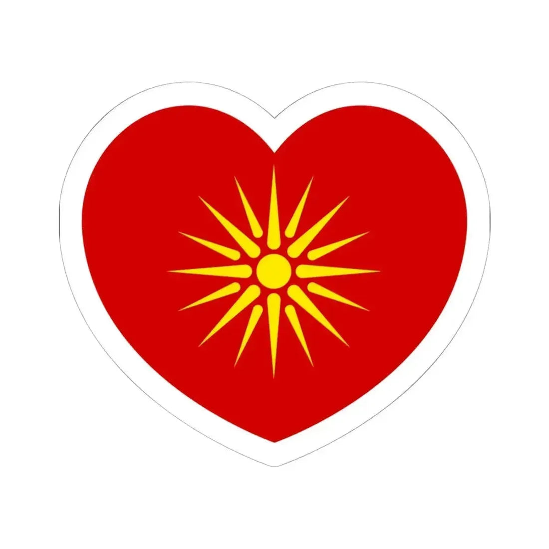 Heart Flag of North Macedonia 1992-1995 - STICKER Vinyl Kiss-Cut Decal 6 Inch White - The Sticker Space