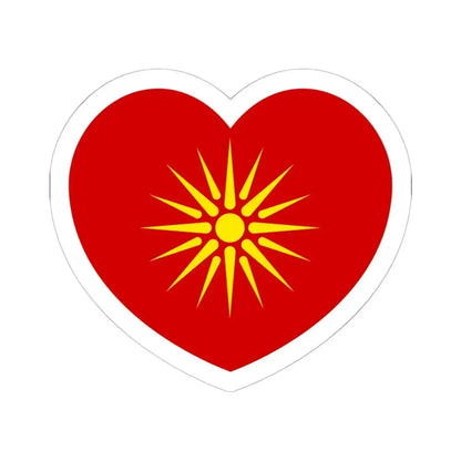 Heart Flag of North Macedonia 1992-1995 - STICKER Vinyl Kiss-Cut Decal 6 Inch White - The Sticker Space