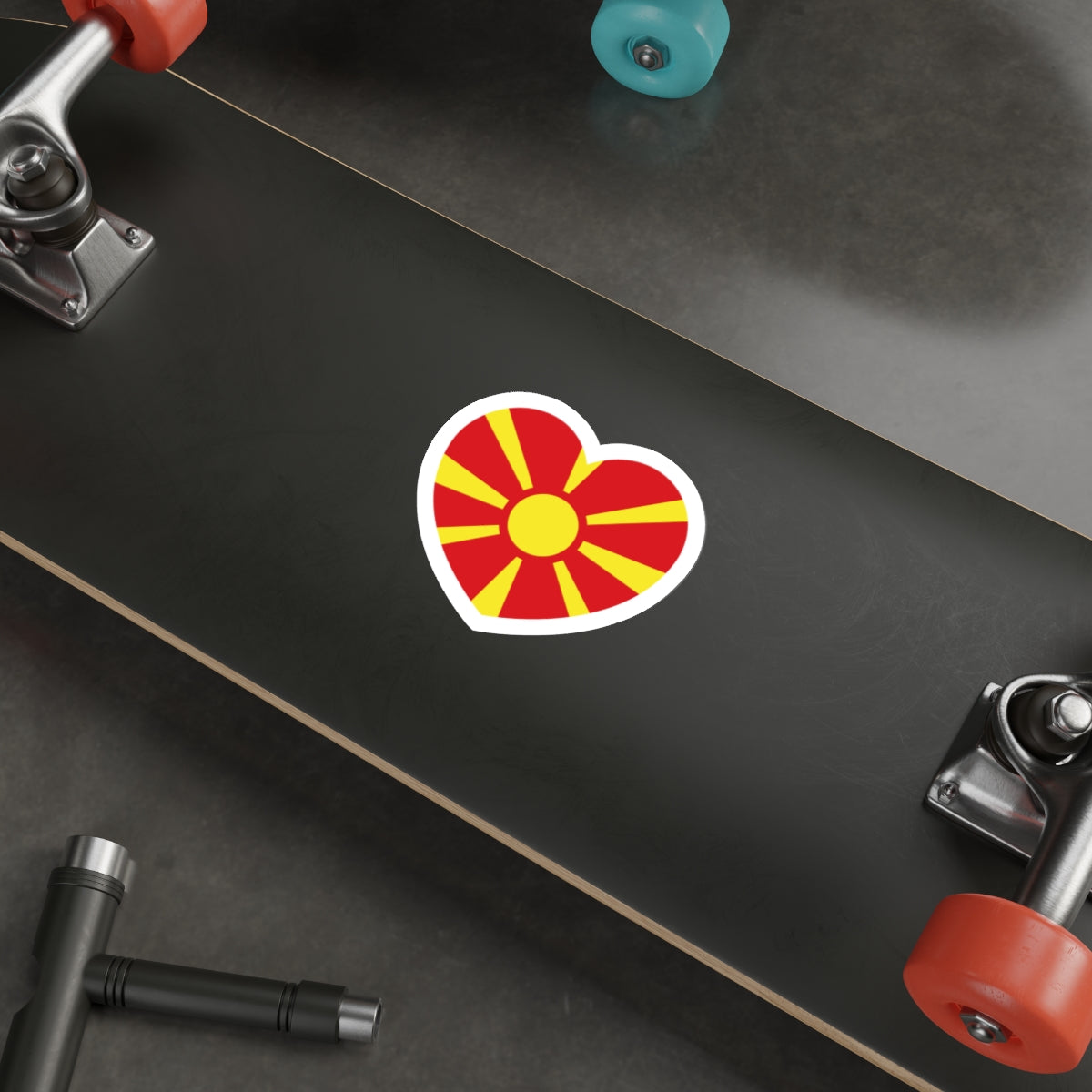 Heart Flag of North Macedonia - STICKER Vinyl Die-Cut Decal-The Sticker Space