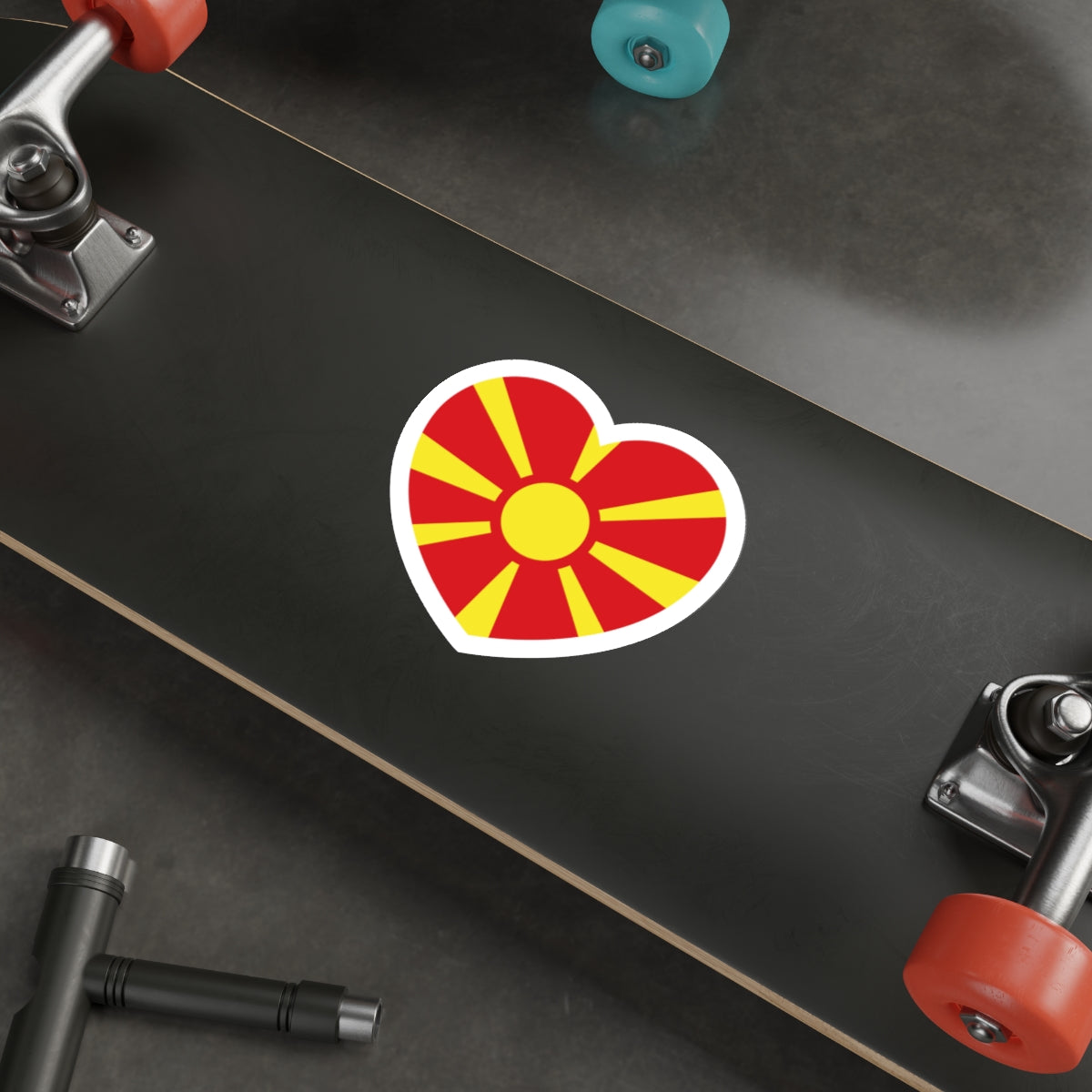 Heart Flag of North Macedonia - STICKER Vinyl Die-Cut Decal-The Sticker Space