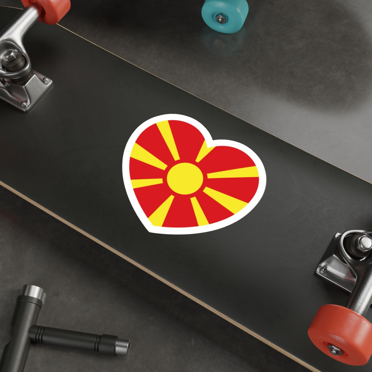 Heart Flag of North Macedonia - STICKER Vinyl Die-Cut Decal-The Sticker Space