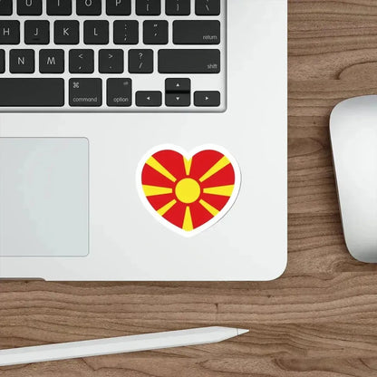 Heart Flag of North Macedonia - STICKER Vinyl Die-Cut Decal - The Sticker Space