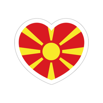 Heart Flag of North Macedonia - STICKER Vinyl Die-Cut Decal-White-The Sticker Space