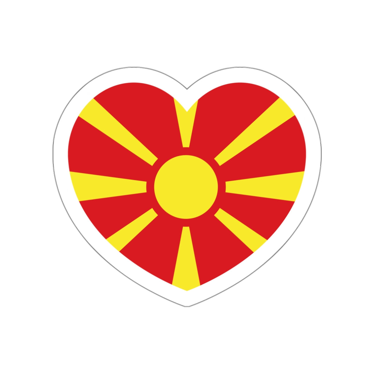 Heart Flag of North Macedonia - STICKER Vinyl Die-Cut Decal-White-The Sticker Space