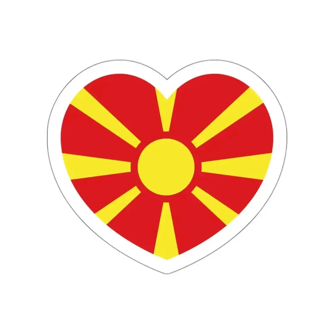 Heart Flag of North Macedonia - STICKER Vinyl Die-Cut Decal White Die-Cut 3 Inch - The Sticker Space