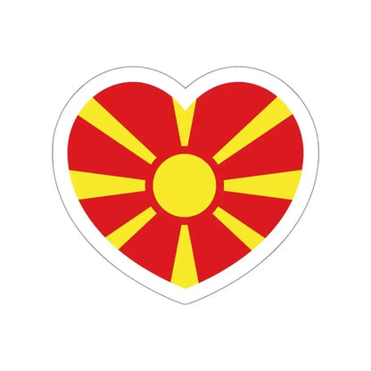 Heart Flag of North Macedonia - STICKER Vinyl Die-Cut Decal White Die-Cut 3 Inch - The Sticker Space