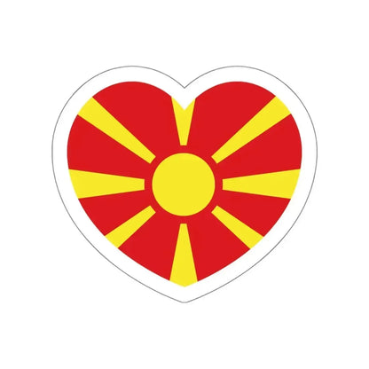 Heart Flag of North Macedonia - STICKER Vinyl Die-Cut Decal White Die-Cut 4 Inch - The Sticker Space
