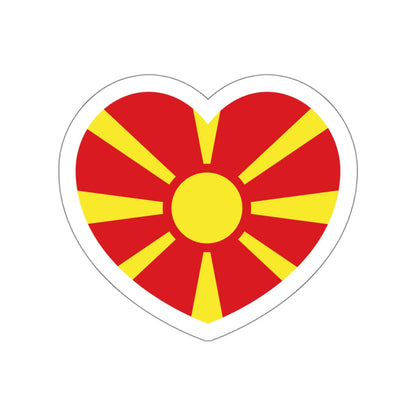 Heart Flag of North Macedonia - STICKER Vinyl Die-Cut Decal-White-The Sticker Space