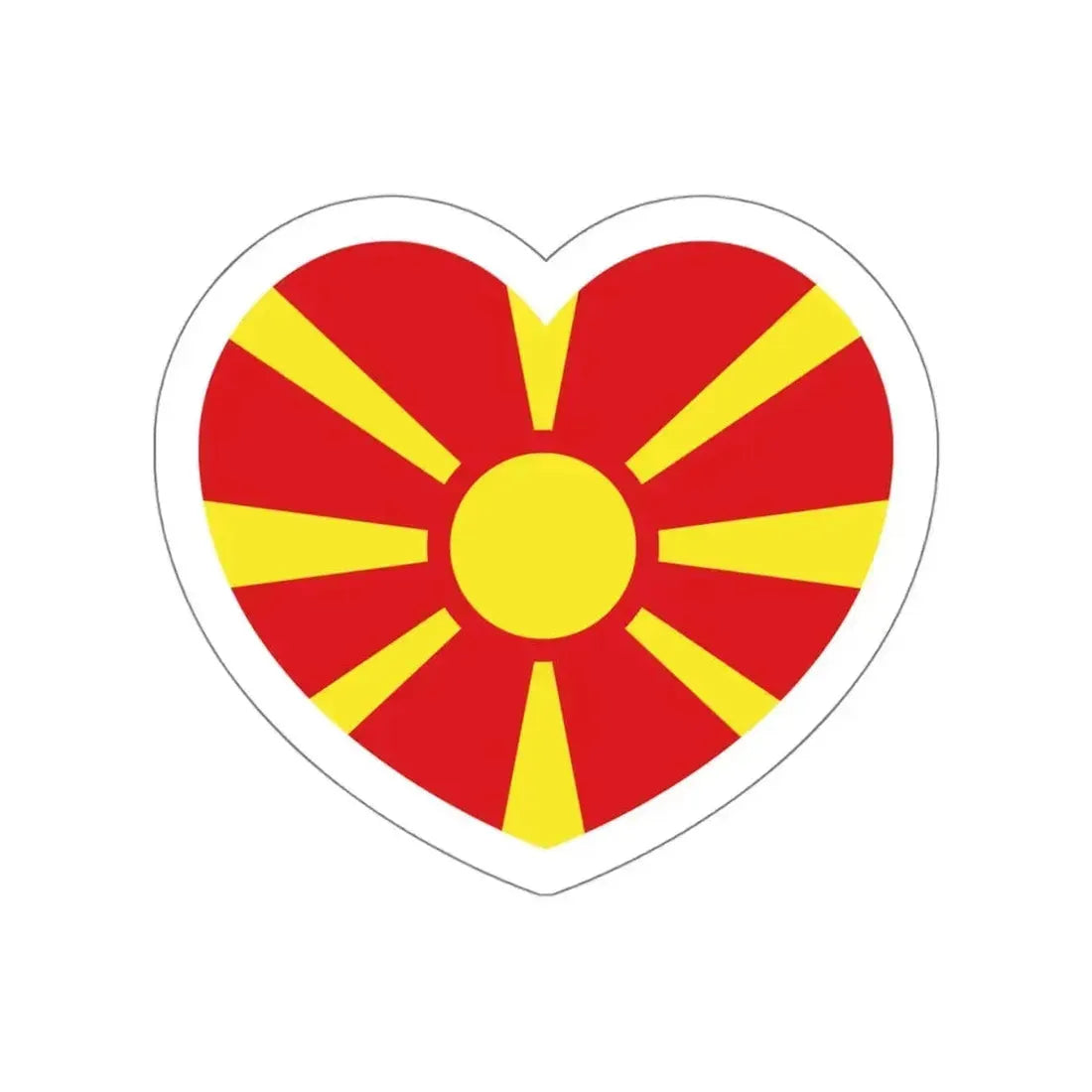 Heart Flag of North Macedonia - STICKER Vinyl Die-Cut Decal White Die-Cut 5 Inch - The Sticker Space