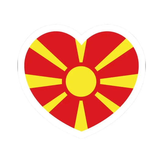 Heart Flag of North Macedonia - STICKER Vinyl Kiss-Cut Decal 2 Inch White - The Sticker Space