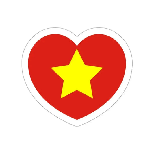 Heart Flag of North Vietnam 1945-1955 - STICKER Vinyl Die-Cut Decal White Die-Cut 2 Inch - The Sticker Space