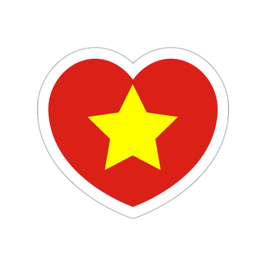 Heart Flag of North Vietnam 1945-1955 - STICKER Vinyl Die-Cut Decal-White-The Sticker Space