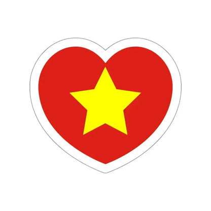Heart Flag of North Vietnam 1945-1955 - STICKER Vinyl Die-Cut Decal White Die-Cut 3 Inch - The Sticker Space