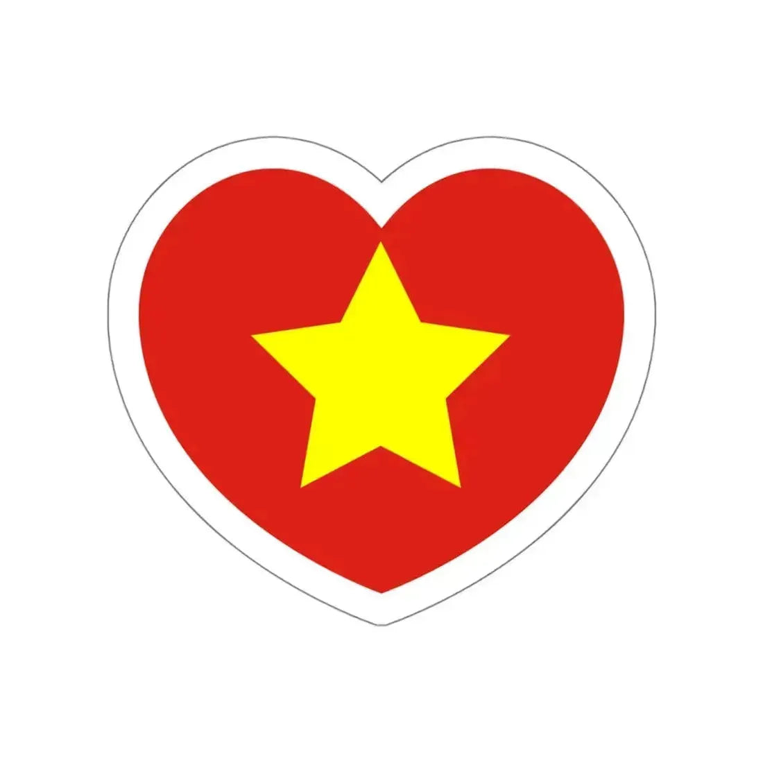 Heart Flag of North Vietnam 1945-1955 - STICKER Vinyl Die-Cut Decal White Die-Cut 5 Inch - The Sticker Space