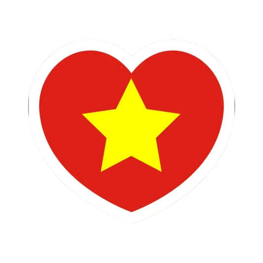 Heart Flag of North Vietnam 1945-1955 - STICKER Vinyl Kiss-Cut Decal 2 Inch White - The Sticker Space