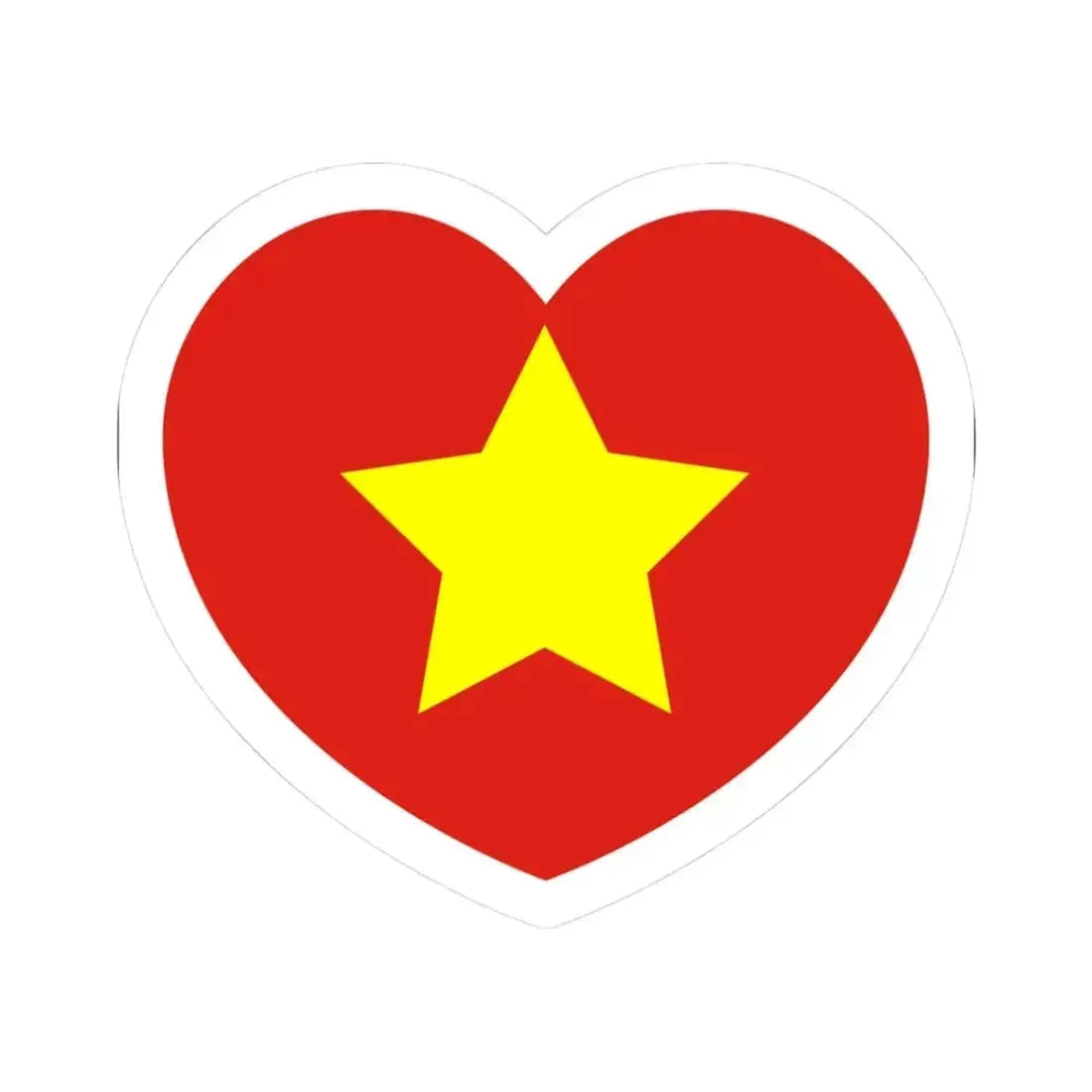 Heart Flag of North Vietnam 1945-1955 - STICKER Vinyl Kiss-Cut Decal 3 Inch White - The Sticker Space