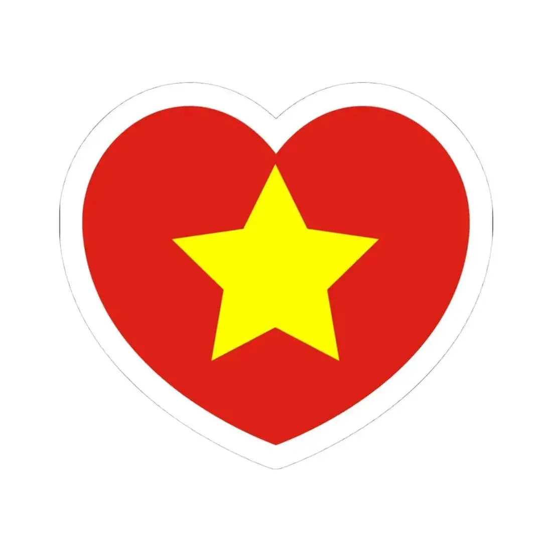 Heart Flag of North Vietnam 1945-1955 - STICKER Vinyl Kiss-Cut Decal 4 Inch White - The Sticker Space